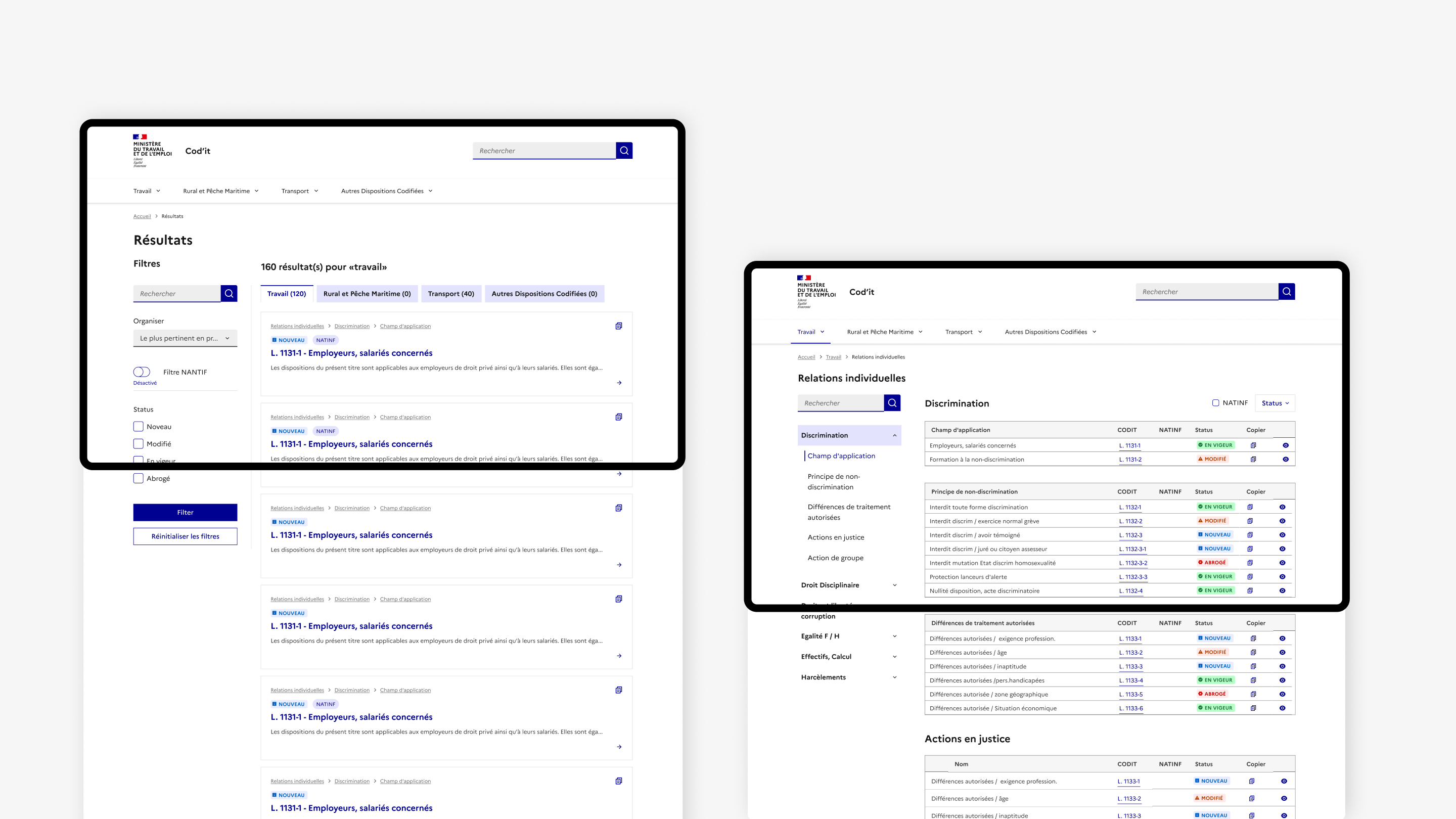 DNUM — redesigned search results and discrimination page