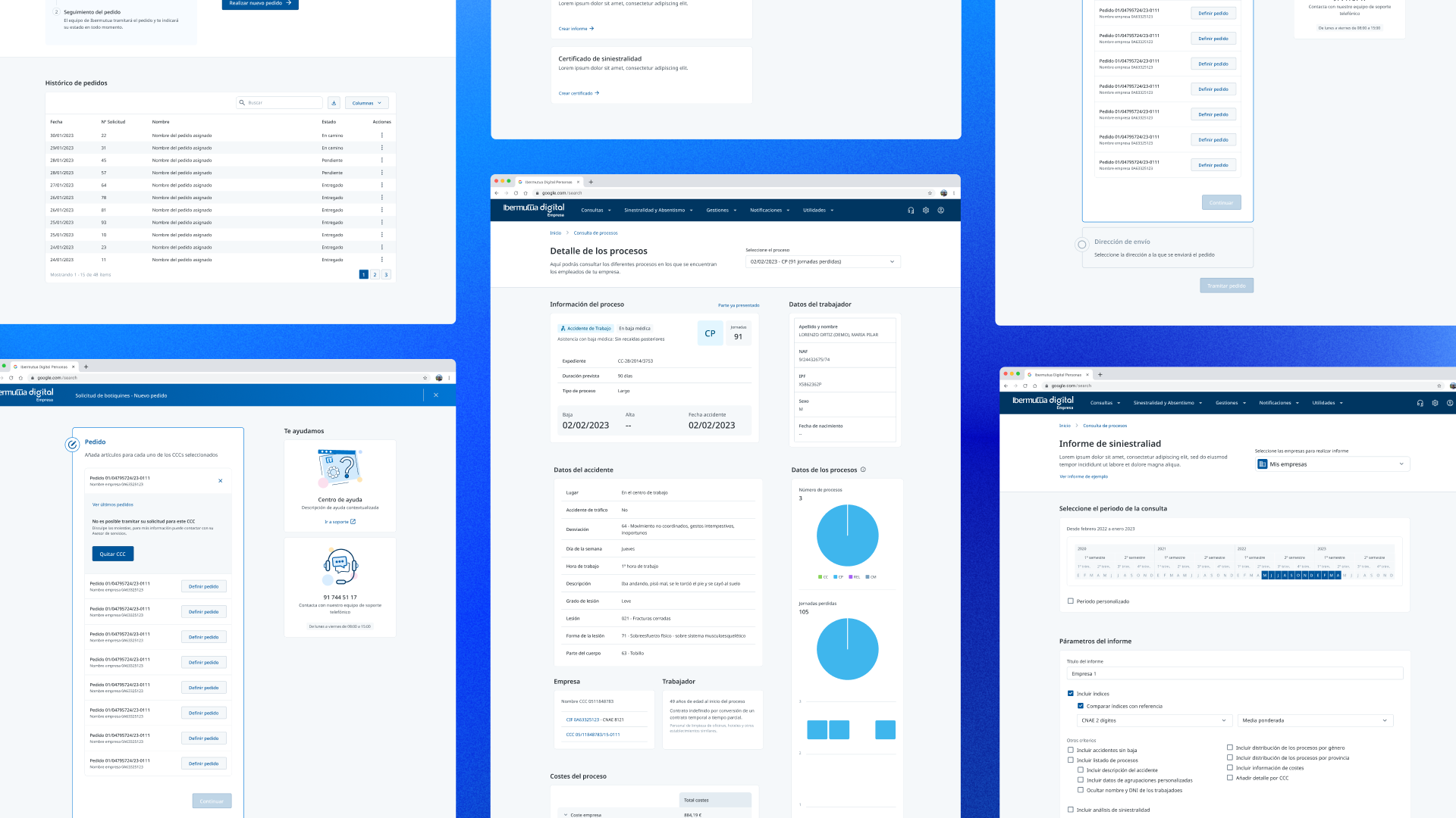 Ibermutua Digital Empresas — overview of redesigned screens